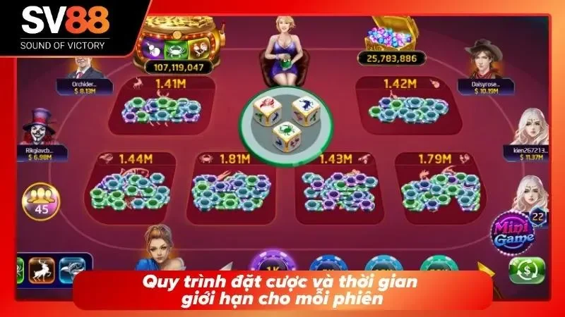 Trình tự đặt cược và khung thời gian áp dụng cho từng ván chơi