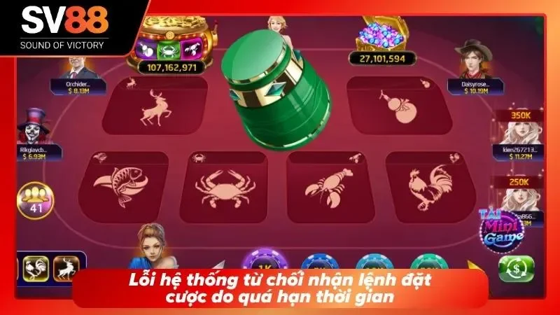 Yêu cầu cược không được chấp nhận vì đã trễ thời gian