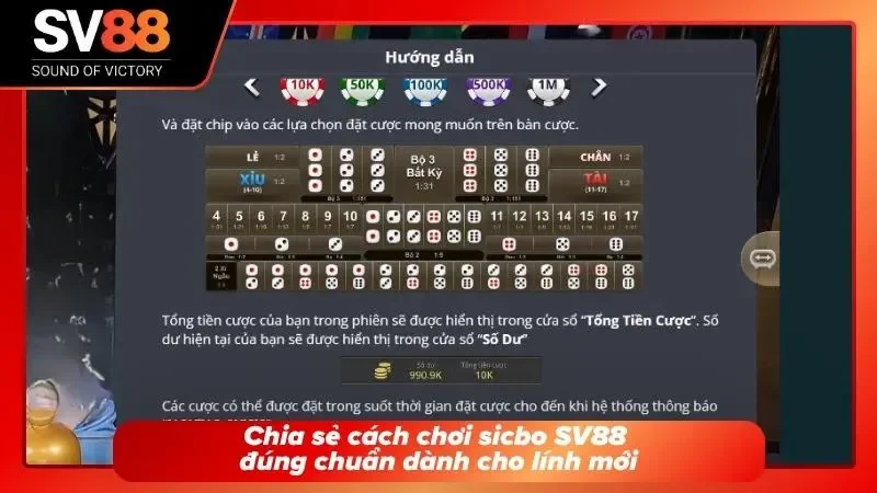 Bảng quy ước các cửa cược phổ biến trong trò chơi