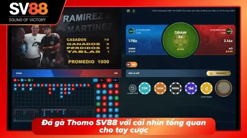 Giao diện đá gà kịch tính cùng các kèo game