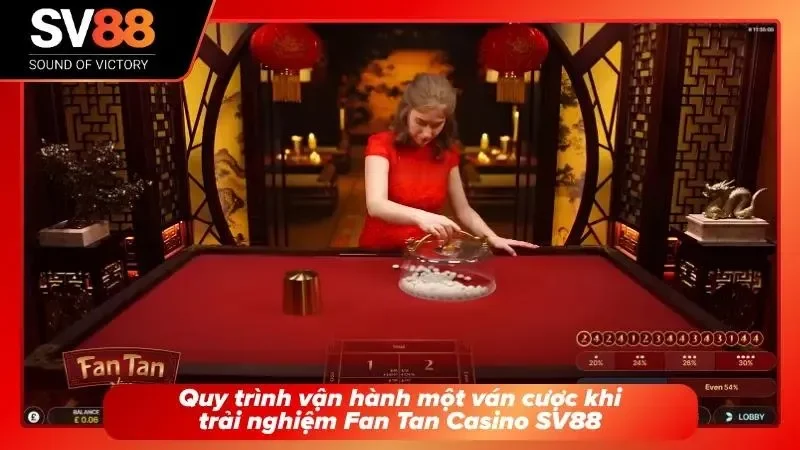 Thao tác Dealer dùng bát úp và gạt hạt đậu.