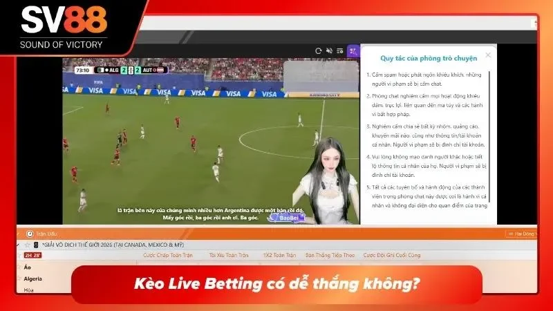 Live Betting sở hữu quy tắc đơn giản