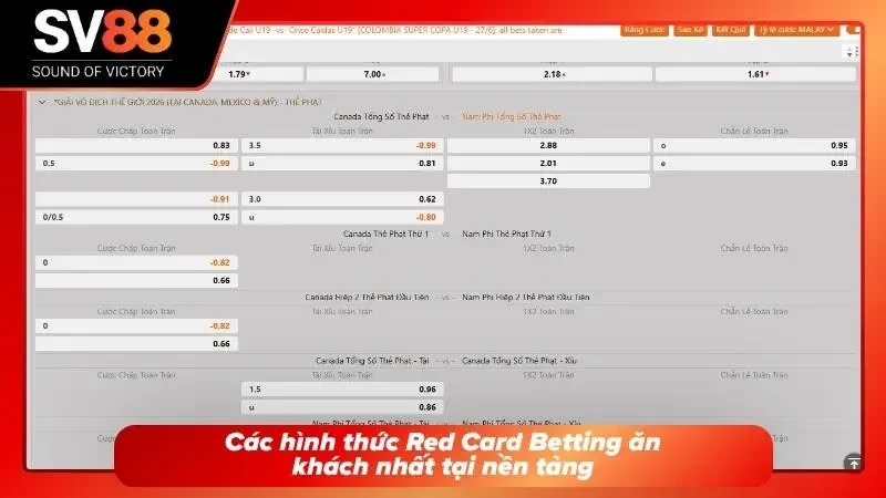 Các hình thức Red Card Betting phổ biến