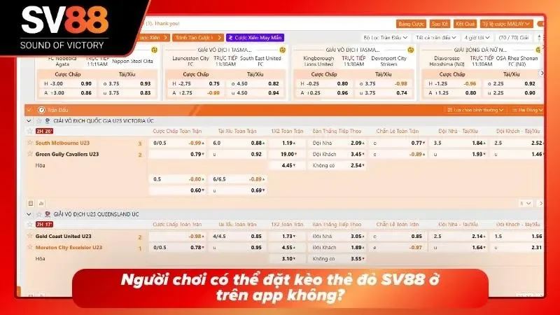 Đặt cược Red Card Betting trên app di động
