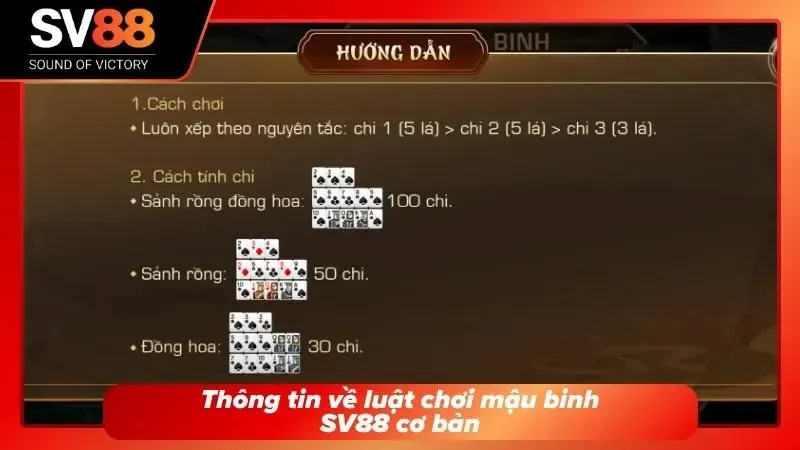 Nội dung tổng quan về luật đánh bài mậu binh SV88 cơ bản