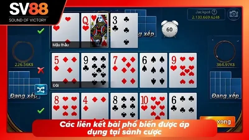 Liên kết thông dụng được áp dụng trong khu vực sảnh cá cược
