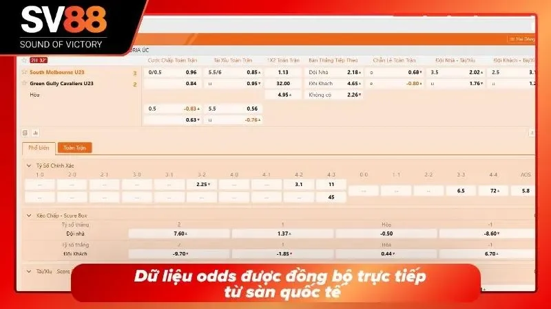 Đồng bộ dữ liệu odds từ các sàn quốc tế