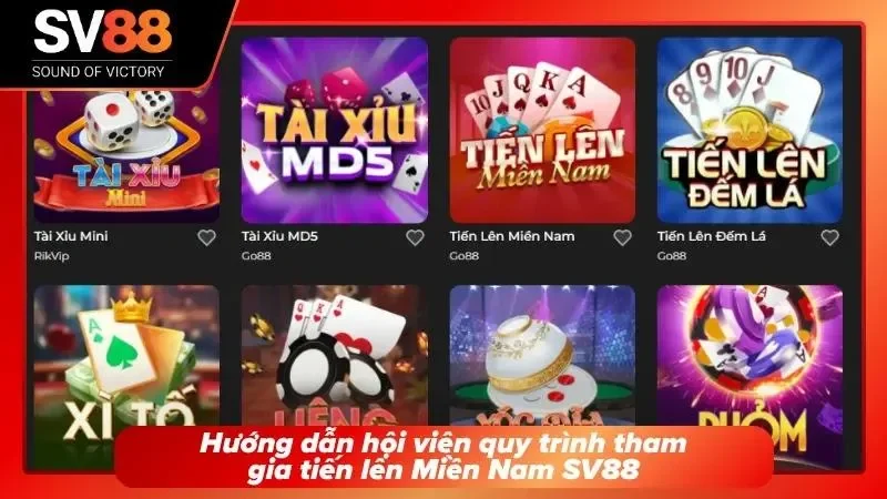 Chỉ dẫn hội viên quy trình chơi Tiến Lên Miền Nam trên SV88